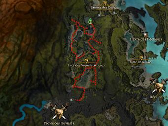 Carte de la quête : Lacs des Serpents jumeaux (Vainqueur zaishen)