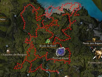 Carte de la quête : Kryte du Nord (Quête zaishen)